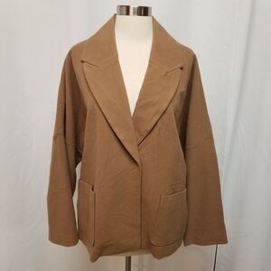 Chicos Blazer Soft One Button Camel Brown Casual Woman's XL
